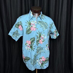 Mens NEFF DISNEY Mickey Mouse Blue Floral Hawaiian Button Up Small - NWT‎